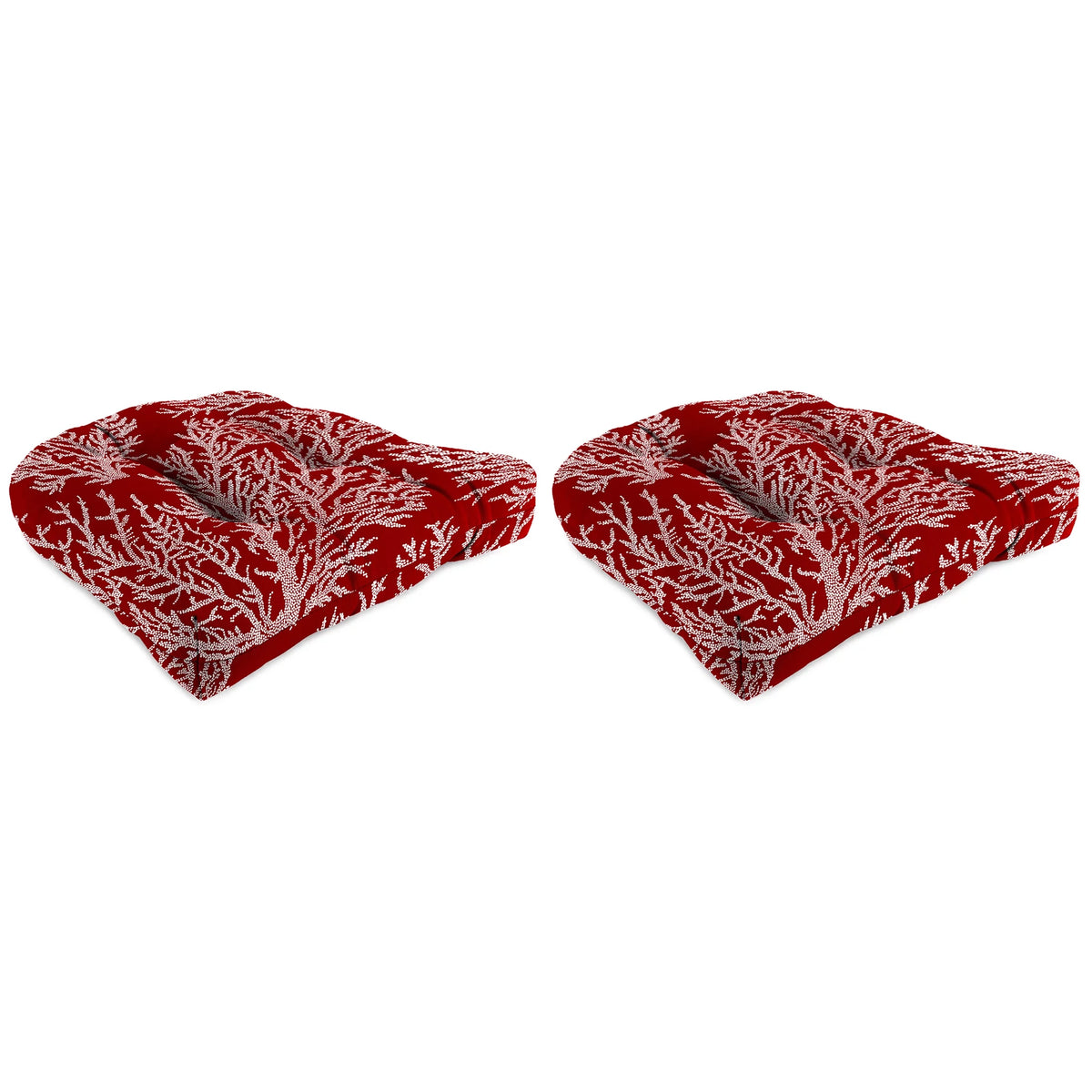 Red Square Tufted Outdoor Wicker Seat Cushion 2 Pack A905510