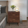 Mid-Century Modern Nightstands with 2 Storage Drawers and Solid Wood Legs K851989