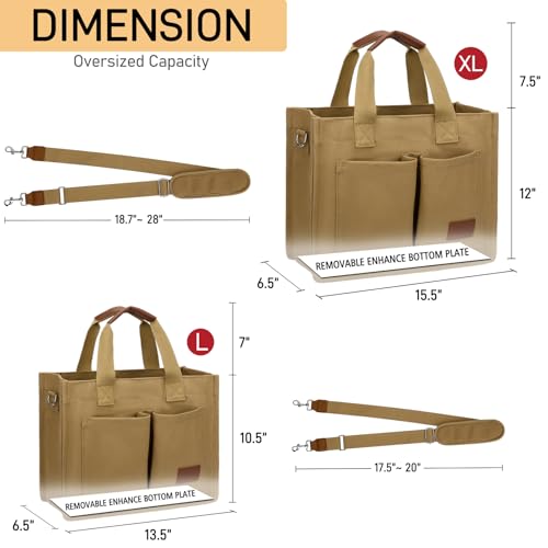 Large Canvas Tote Bag with Zipper and Compartments B93217