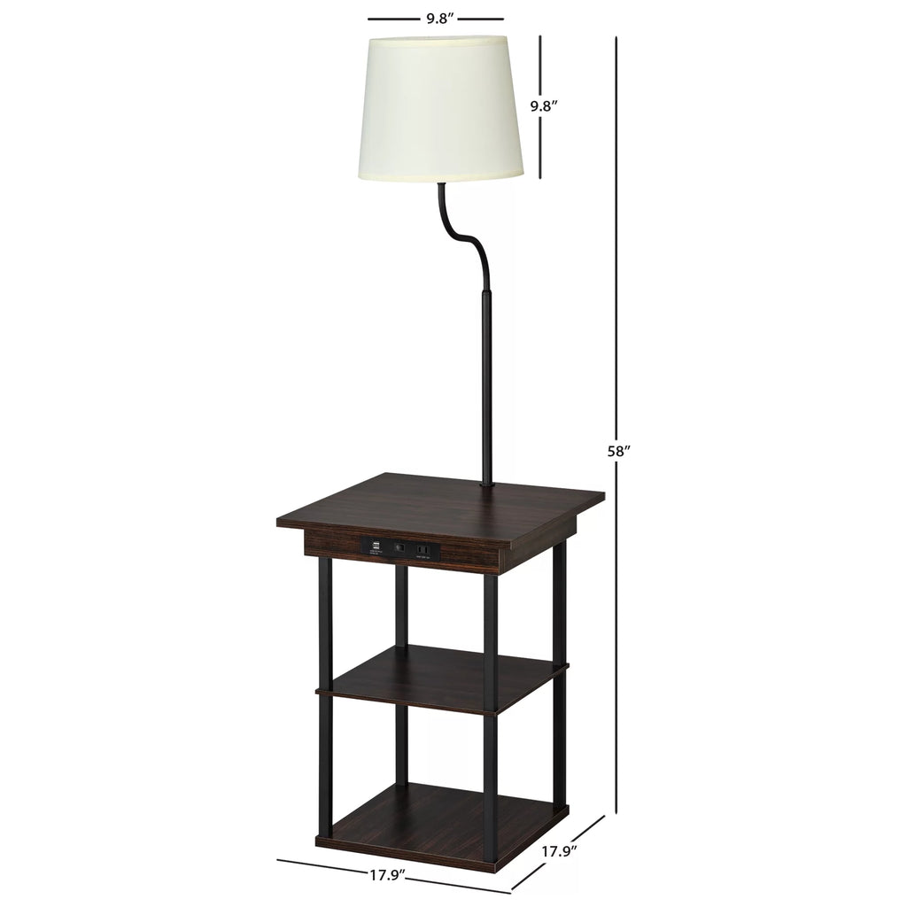 Square End Table with Charging Ports Walnut M9660