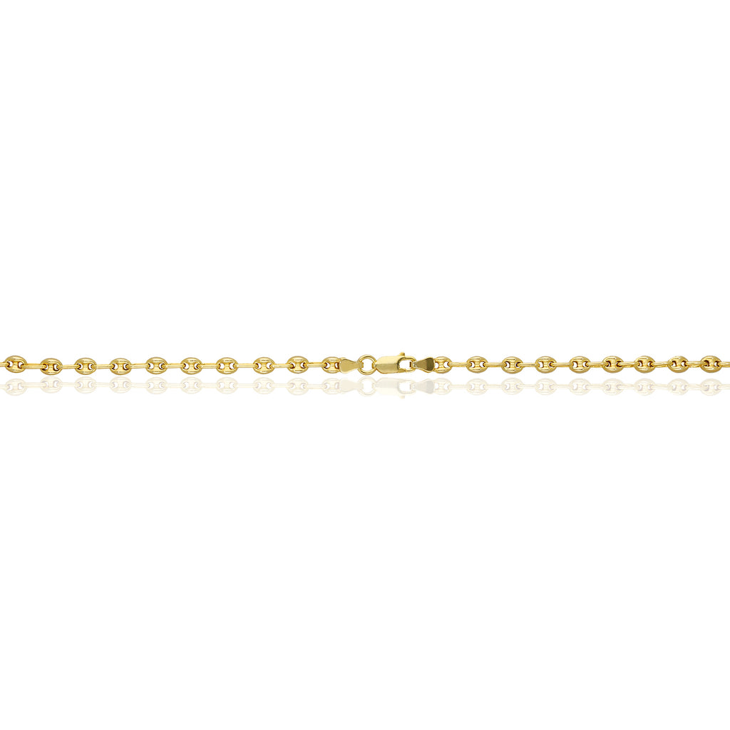 18K Yellow Gold Over Silver Puffed Anchor Chain Necklace 16"-24" D756