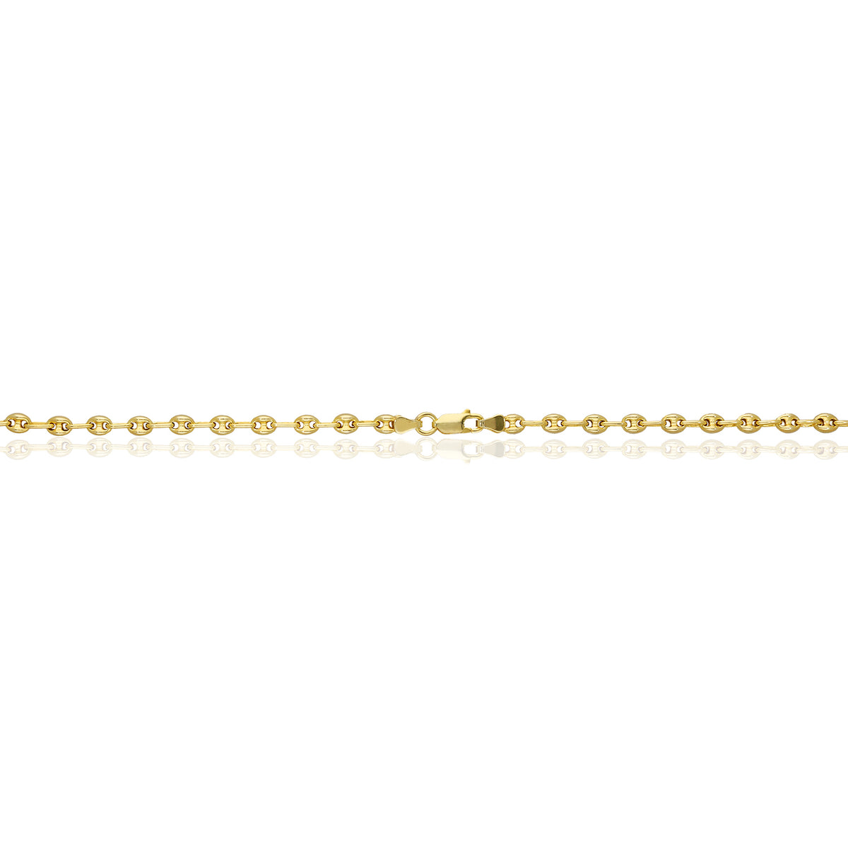 18K Yellow Gold Over Silver Puffed Anchor Chain Necklace 16"-24" D756