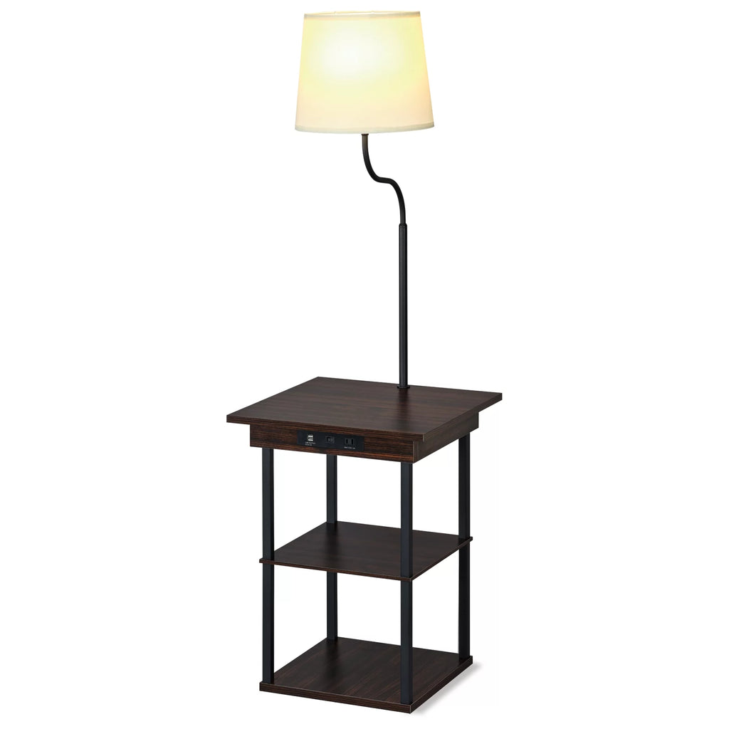 Square End Table with Charging Ports Walnut M9660