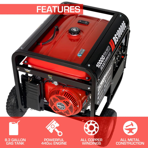 10000-Watt Gas Generator with Electric Start and Wheel Kit C2177